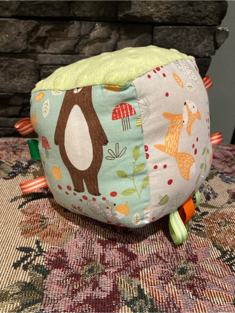 Woodland Animal Sensory Ribbon Cube Toy